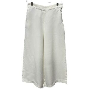 Massimo Dutti Wide Leg White Crop Pants Size 4 Beachy Clean Summer Resort